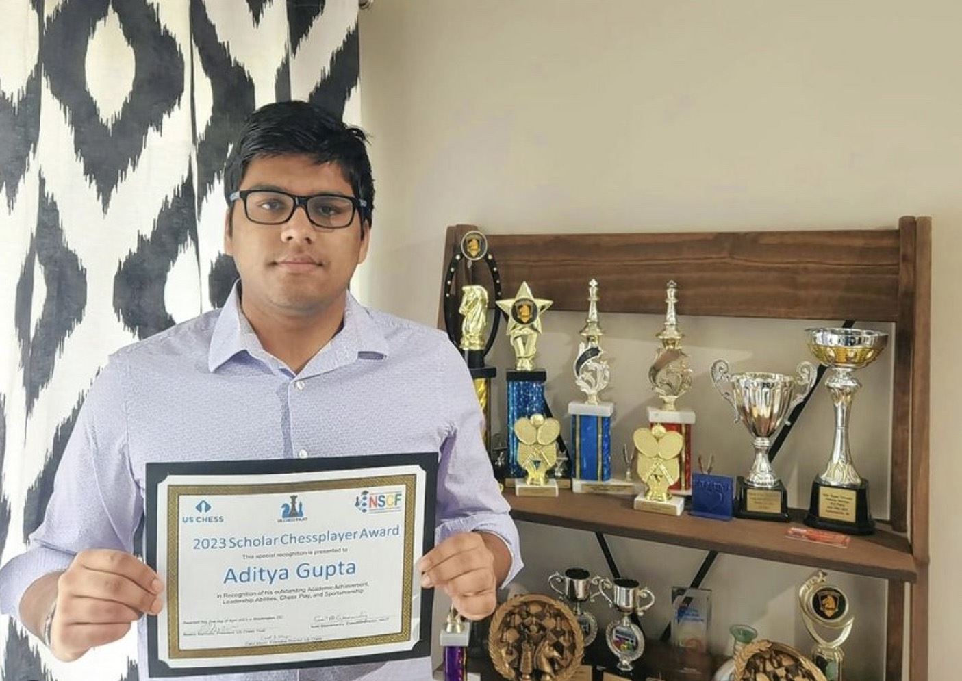 Fremd High School Student Aditya Gupta, Illinois Junior Chess Champion and author