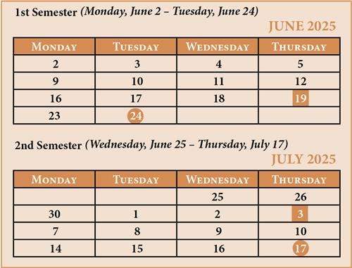 Summer School Schedule