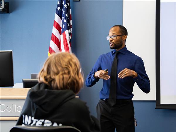 After hearing the keynote speaker, students split into groups to learn more about the career of education from professionals currently in the field.